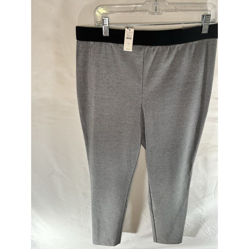 Talbots‎ Soho Ankle Pant Womens 14 Black White Houndstooth NWT High Waist